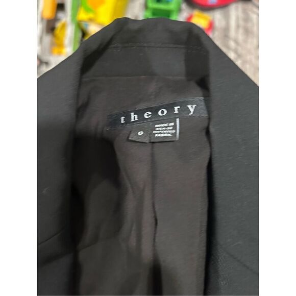 Theory Notch Lapel Button Front Single Breasted Blazer Jacket Black Size 0 - Picture 12 of 16